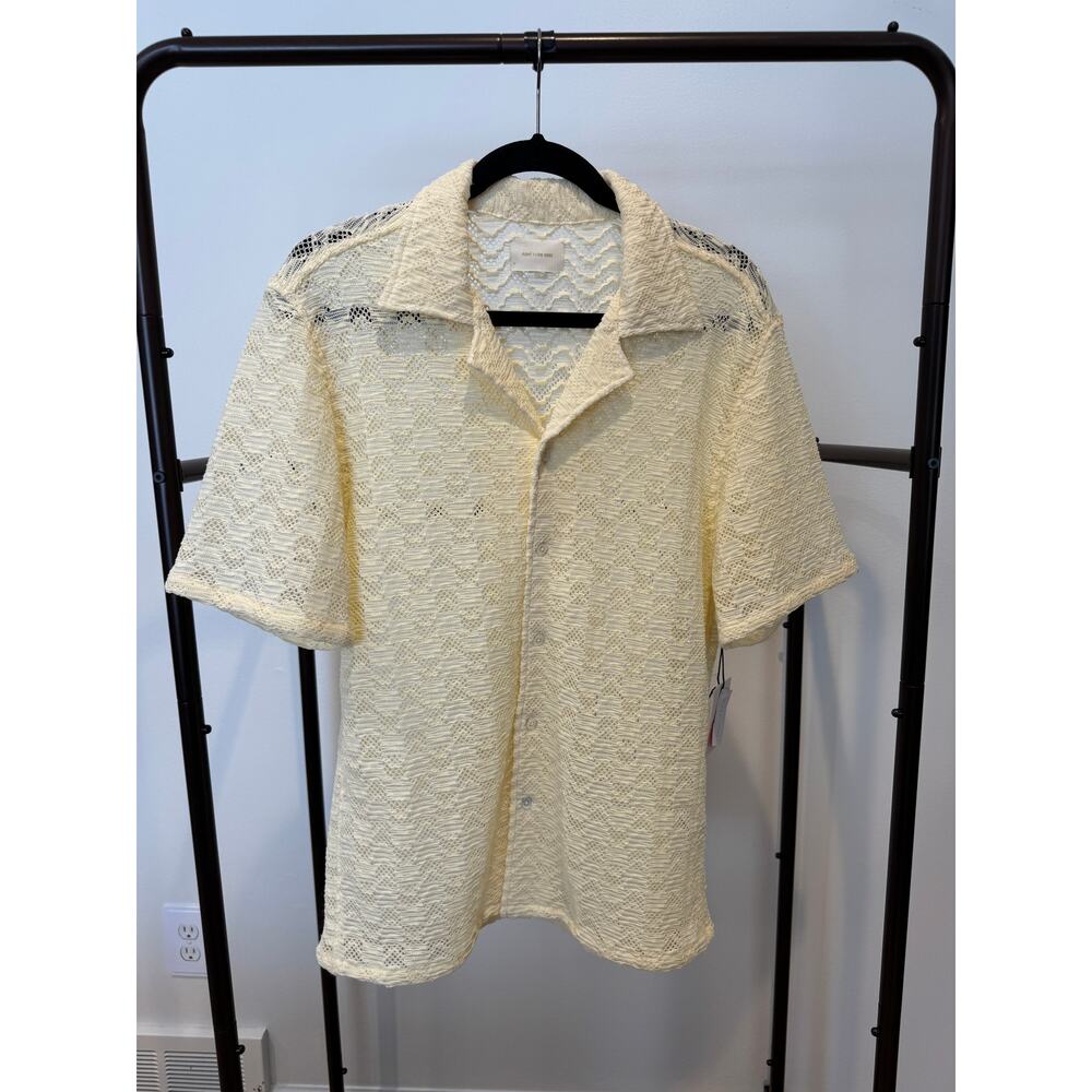 Aime Leon Dore Crochet Rico Short Sleeve Shirt Cream size S small